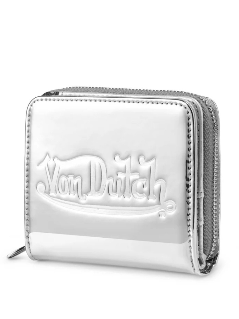Von Dutch Silver Compact Zip Wallet